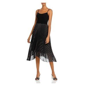 AQUA FORMAL Womens Gray Spaghetti Strap Midi Evening Accordion Pleat Dress 4